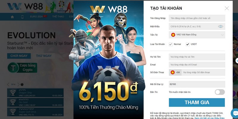 Hướng dẫn đăng ký W88