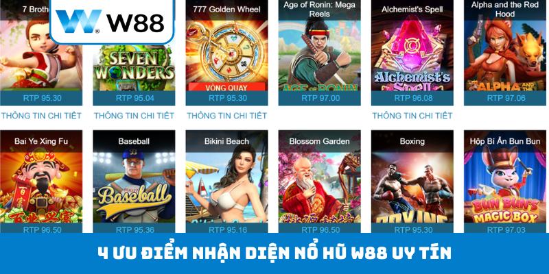4 ưu điểm nhận diện nổ hũ W88 uy tín