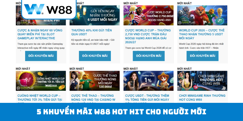 5 khuyến mãi W88 hot hit cho người mới
