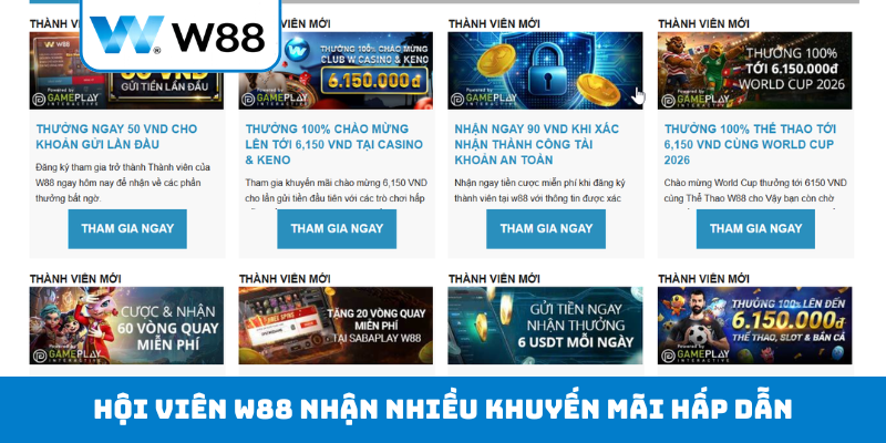 Hội viên W88 nhận nhiều khuyến mãi hấp dẫn
